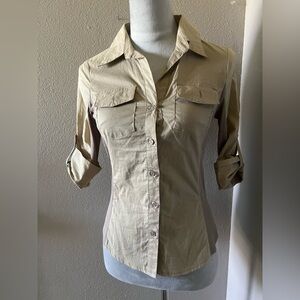 Varga Tan Button-Down Shirt for Women